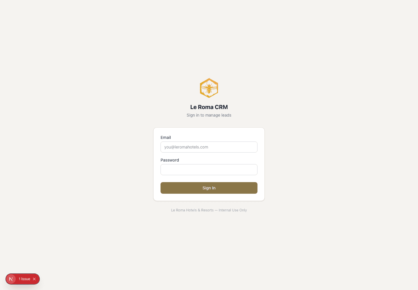 Le Roma CRM vendor entry screen